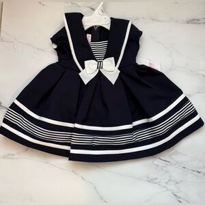 Bonnie Baby Navy and White Sailor Bow Dress